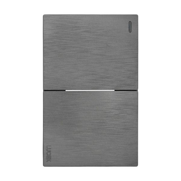 PLACA PLANA CON 2 INTERRUPTORES SENCILLOS DE 1.5 MÓDULOS FLAT PLATA