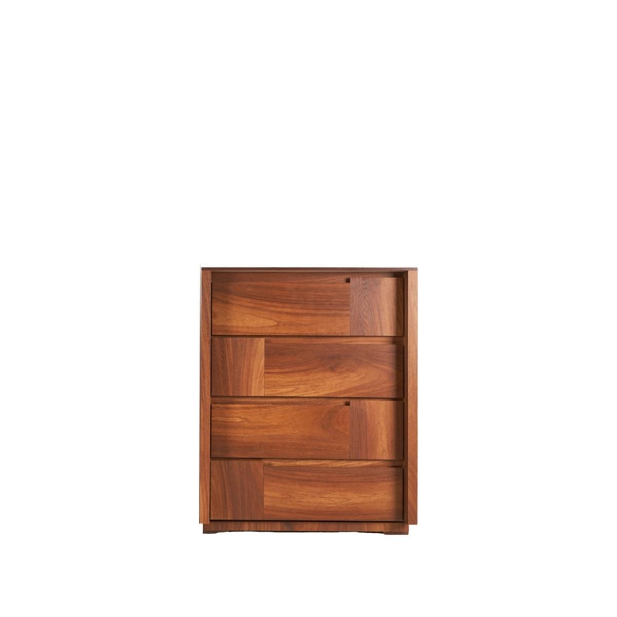 Cómoda cajonera de 4 cajones color nogal - madera mdf y melamina