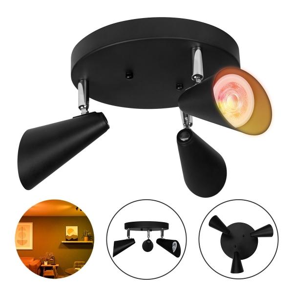 LAMPARA DE SOBREPONER EN TECHO CON FOCO DTW ATENUABLE, 15W, COLOR NEGRO