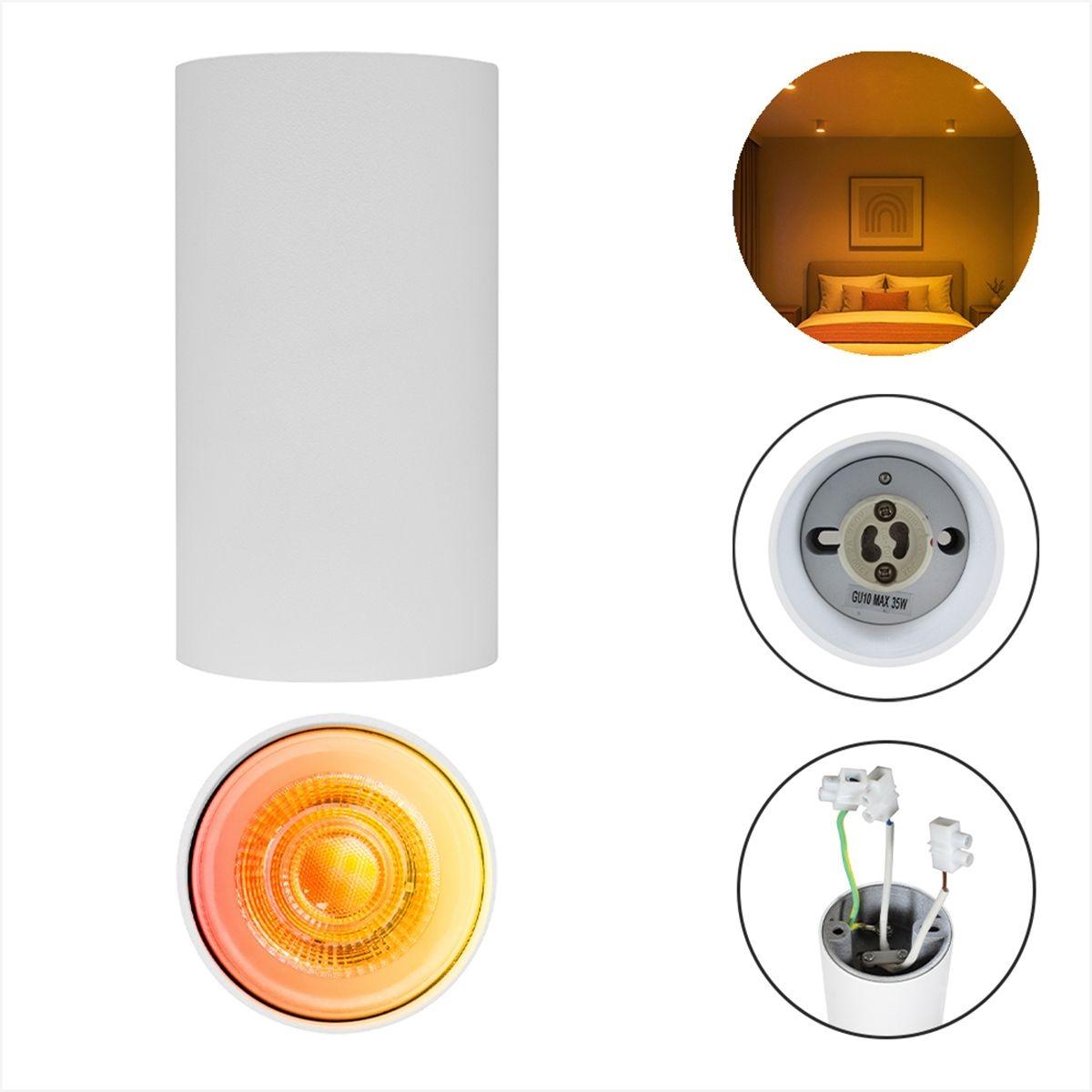 Lampara de sobreponer en techo, con foco dtw, 6w,atenuable, color blanco