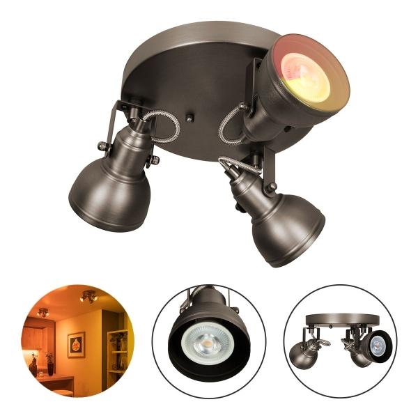 LAMPARA DE SOBREPONER EN TECHO CON FOCO DTW ATENUABLE, 15W, COLOR SATIN