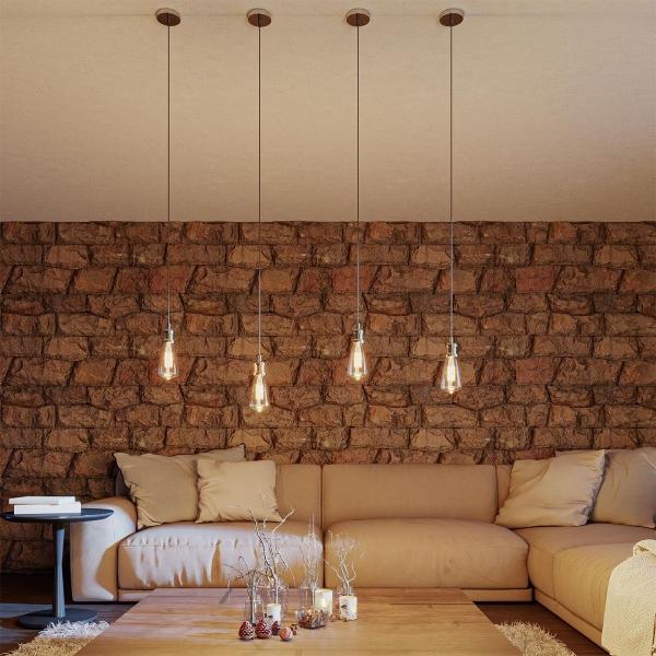 LAMPARA COLGANTE VINTAGE LED, 4W, LUZ CALIDA, COLOR CROMO