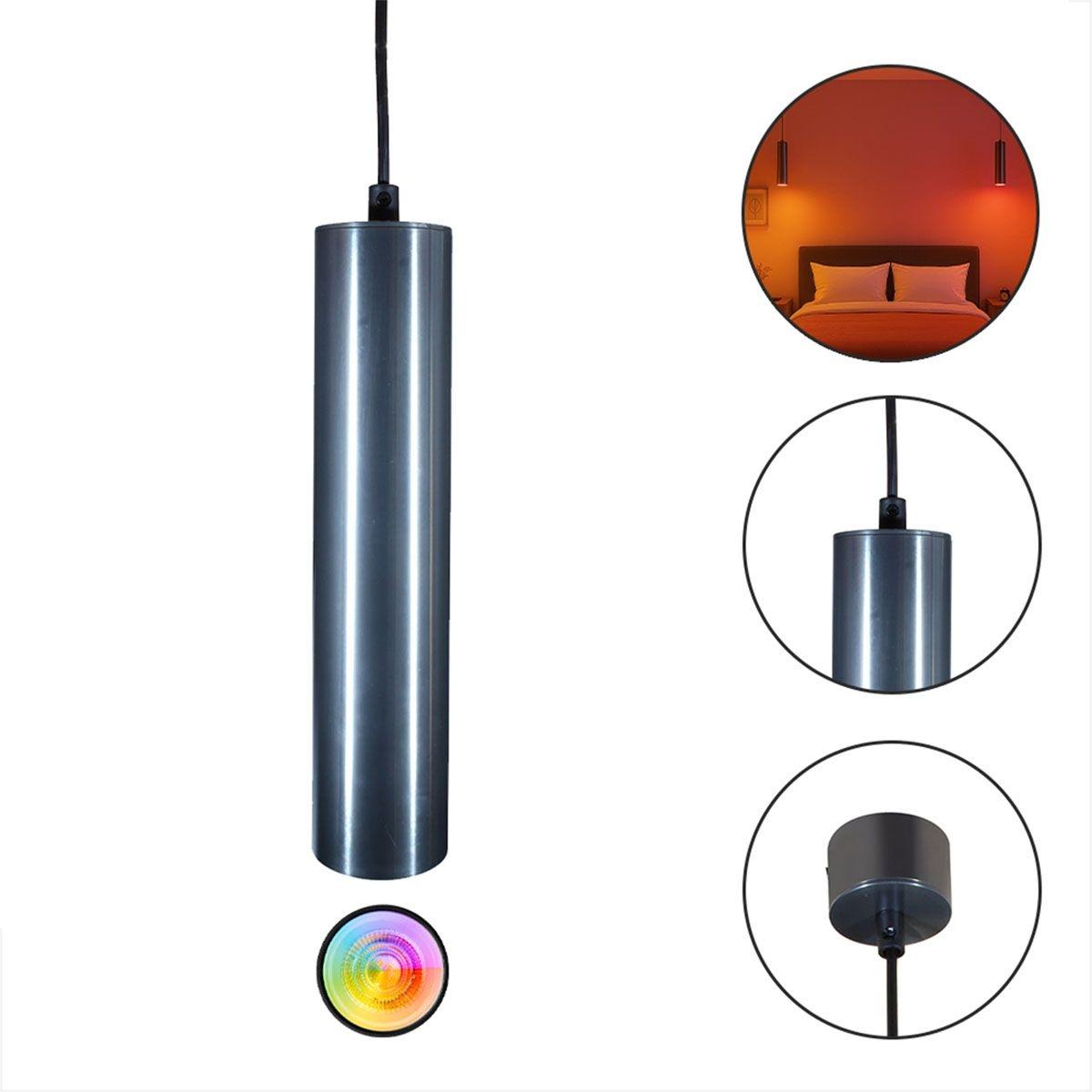 Lampara colgante, incluye foco rgb 5w, color gris