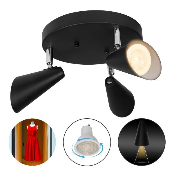 LAMPARA DE SOBREPONER EN TECHO CON FOCO GU10 IRC90 , 18W, COLOR NEGRO