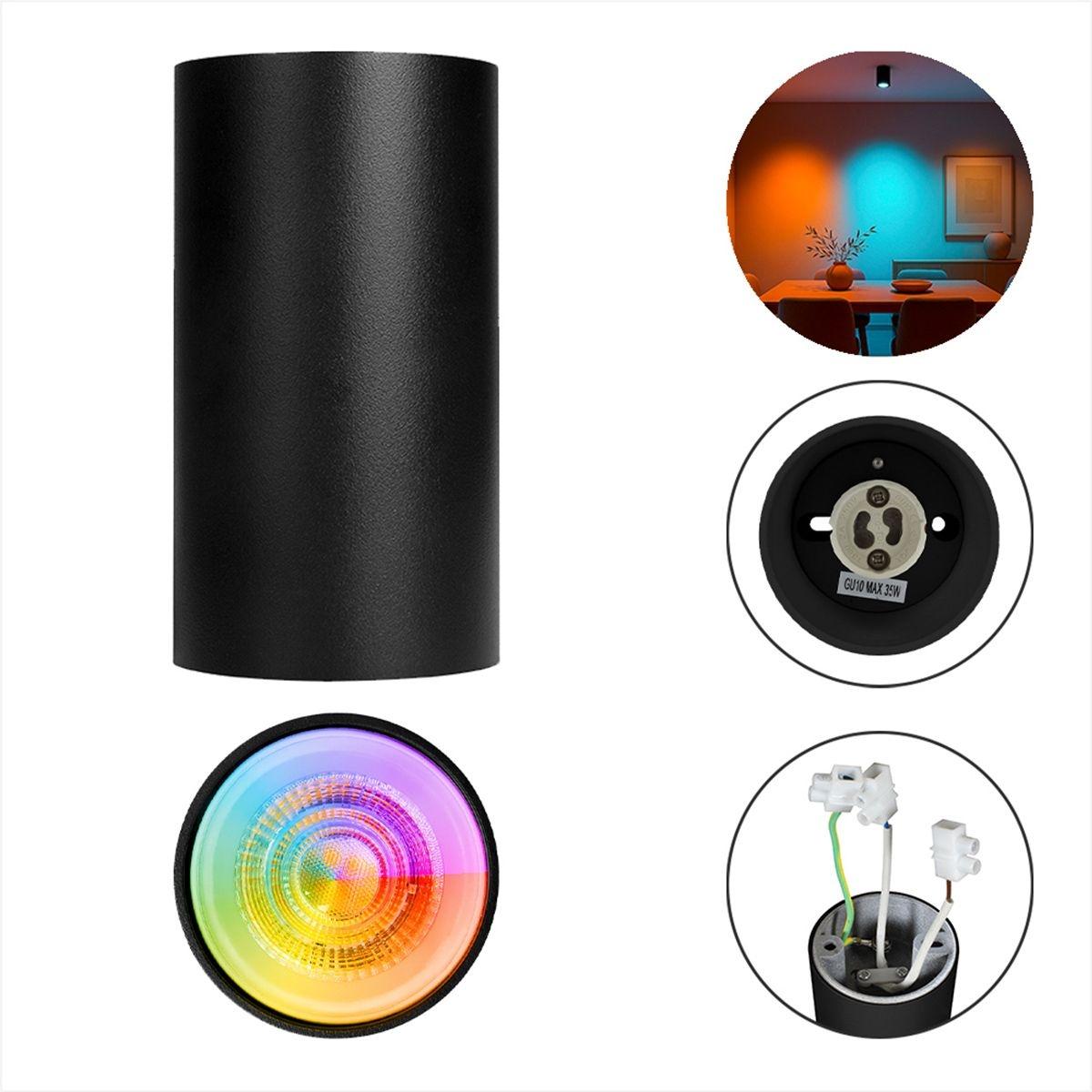 Lampara de sobreponer en techo, con foco rgb, 5w, color negro