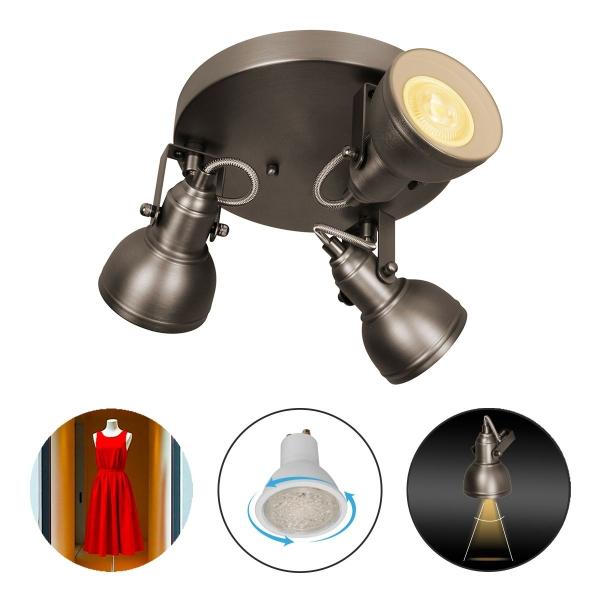 LAMPARA DE SOBREPONER EN TECHO CON FOCO GU10 IRC90 , 18W, COLOR SATIN