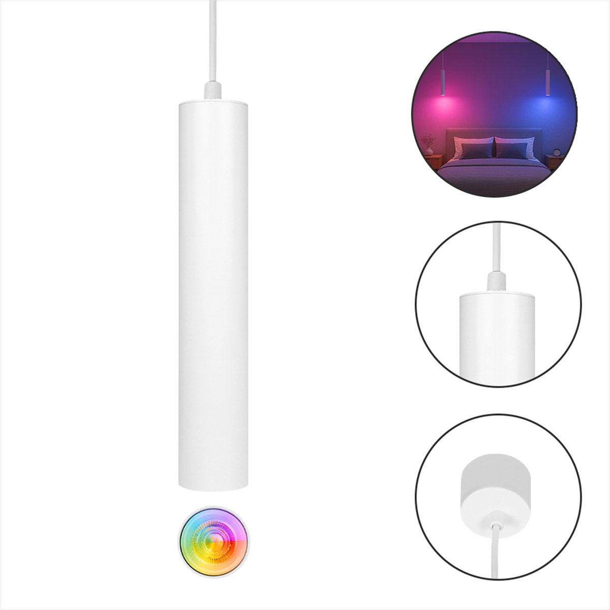 Lampara colgante, incluye foco rgb 5w, color blanco