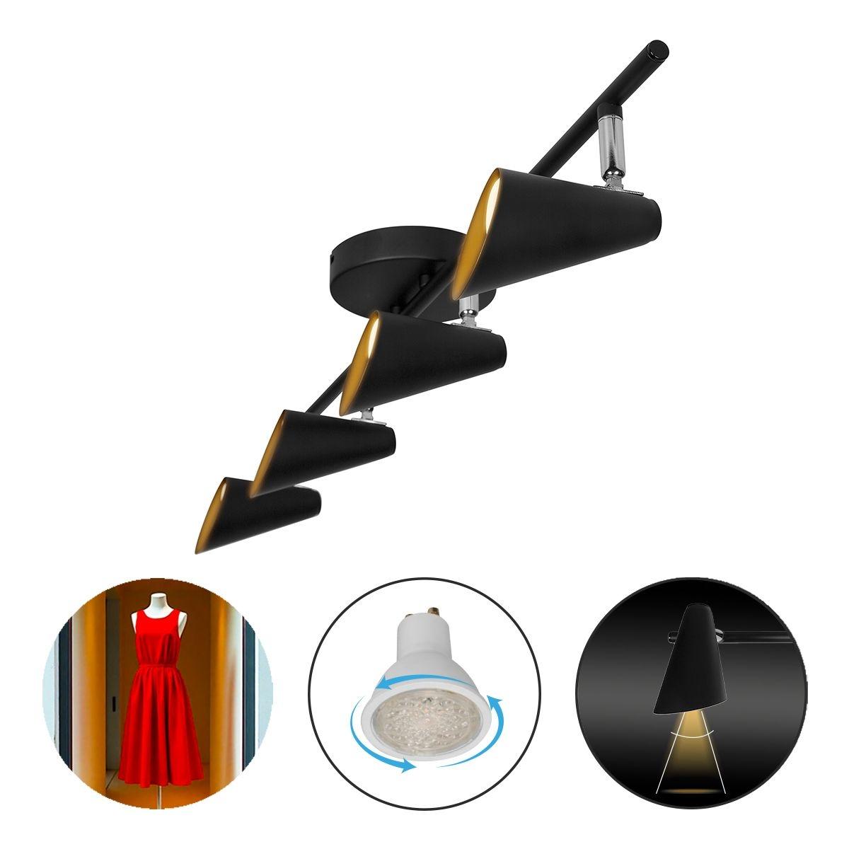 Lampara de sobreponer en techo con foco gu10 irc90, 24w, color negro