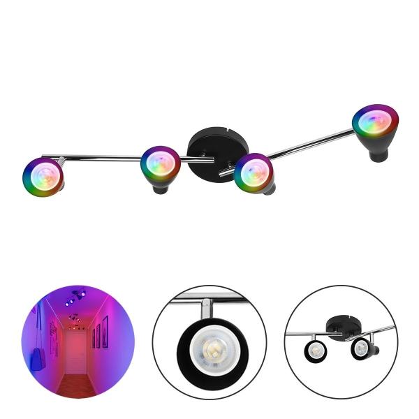 LAMPARA DE SOBREPONER EN TECHO TIPO RIEL, FOCO RGB, 20W, COLOR NEGRO