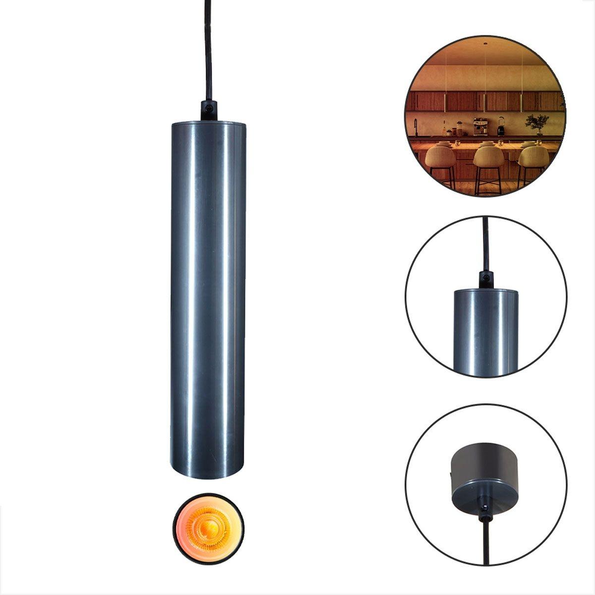 Lampara colgante, incluye foco dtw, 6w, atenuable color gris