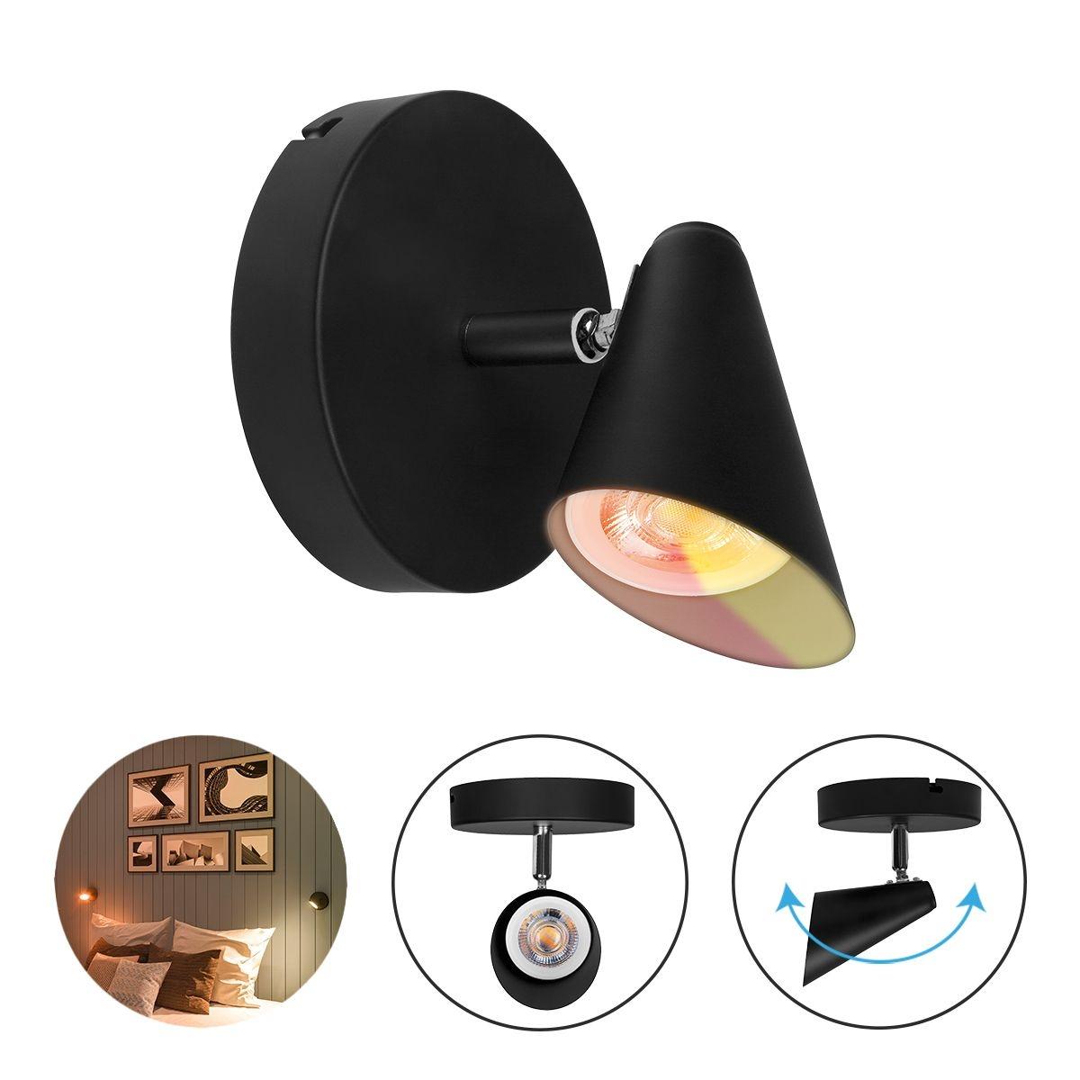 Lampara de sobreponer en techo con foco dtw atenuable, 5w, color negro