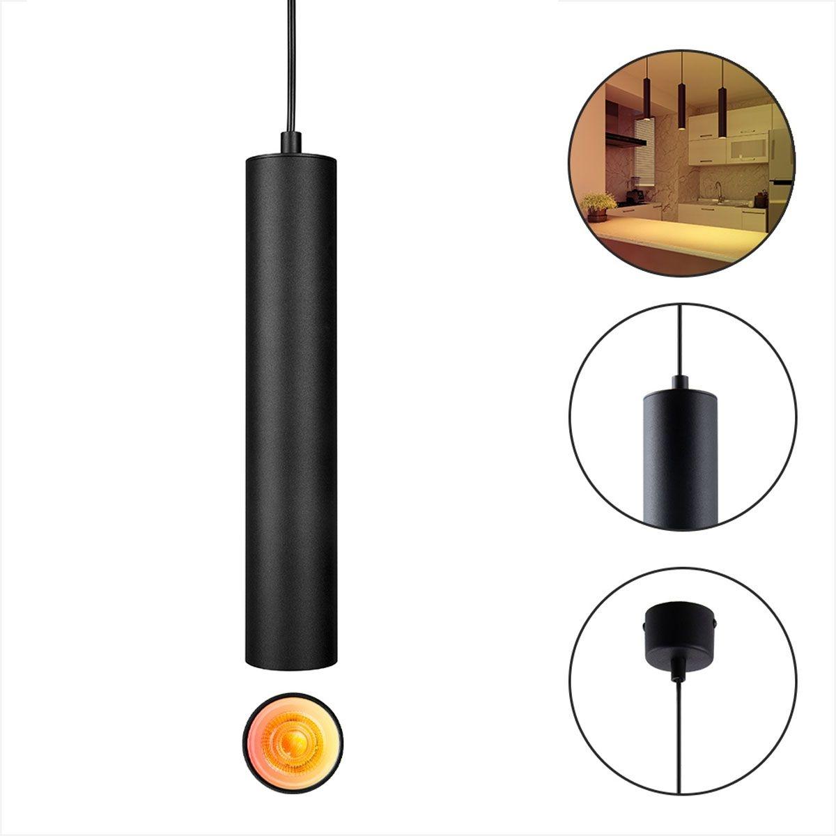 Lampara colgante, incluye foco dtw, 6w, atenuable color negro