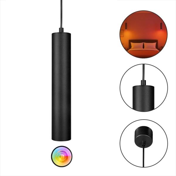 LAMPARA COLGANTE, INCLUYE FOCO RGB 5W, COLOR NEGRO