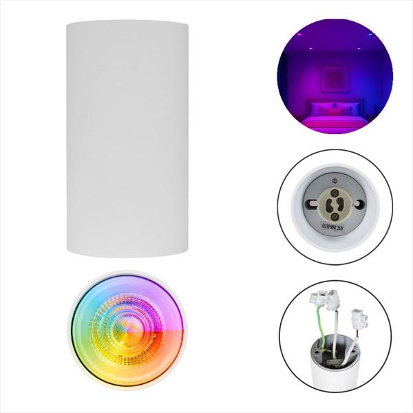 LAMPARA DE SOBREPONER EN TECHO, CON FOCO RGB, 5W, COLOR BLANCO