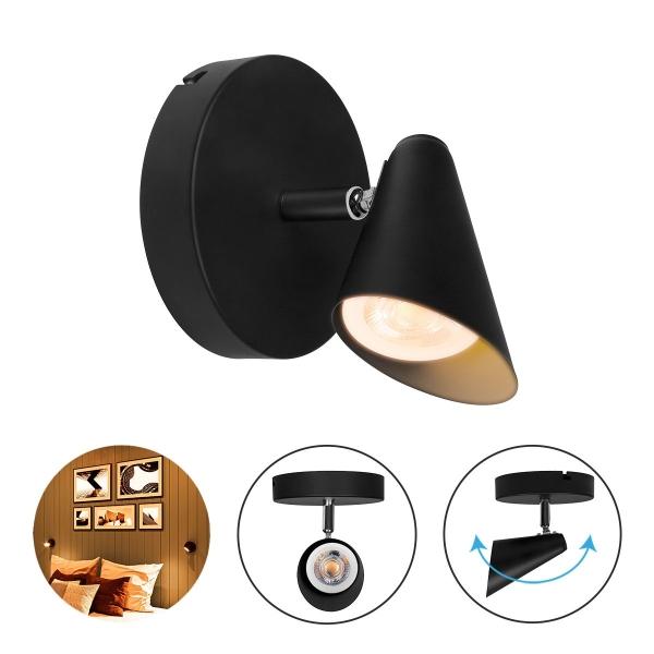 LAMPARA DE SOBREPONER EN TECHO LED, LUZ CALIDA 2400K, 6W, COLOR NEGRO
