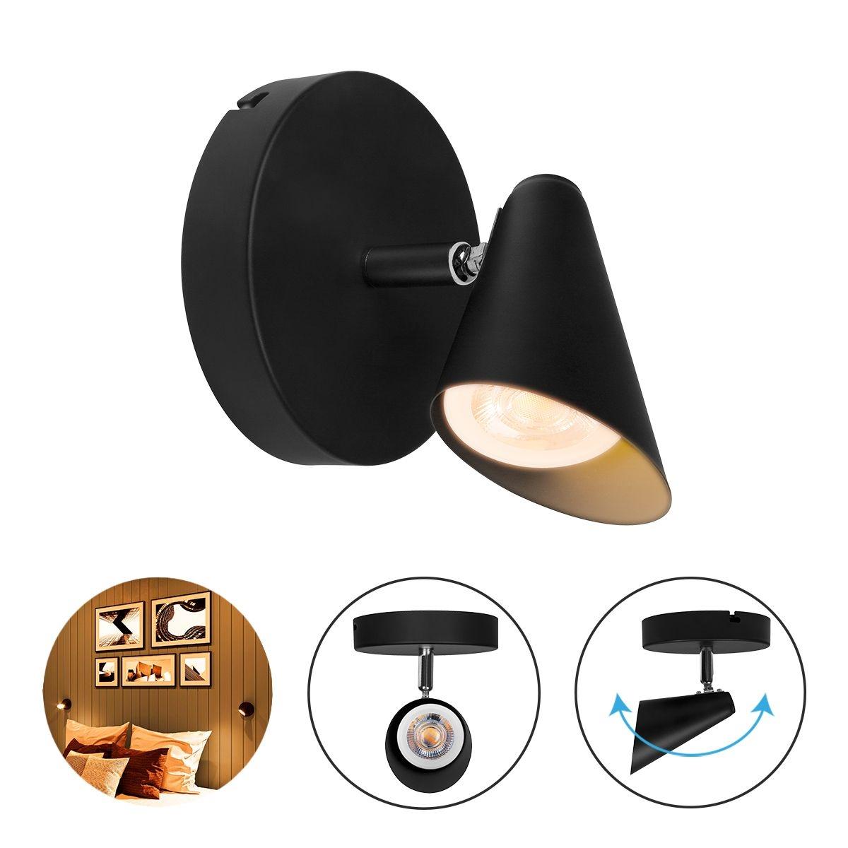 Lampara de sobreponer en techo led, luz calida 2400k, 6w, color negro