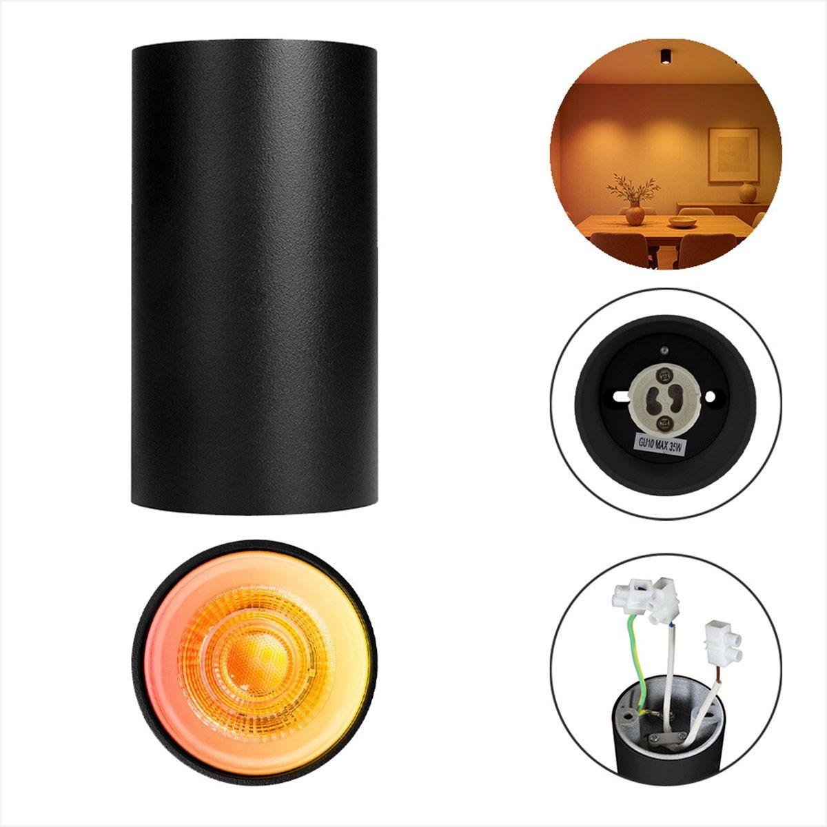 Lampara de sobreponer en techo, con foco dtw, 6w,atenuable, color negro