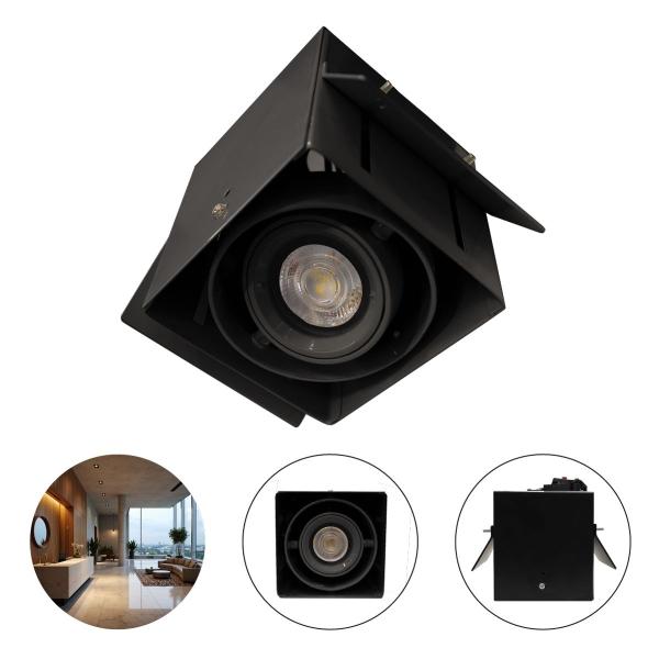 LAMPARA DE EMPOTRAR EN TECHO, OPERA FOCO MR16 NO INCLUIDA, COLOR NEGRO