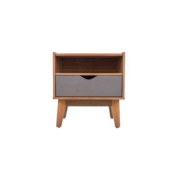 BURÓ 1 CAJÓN COLOR NOGAL Y GRIS MADERA Y MELAMINA
