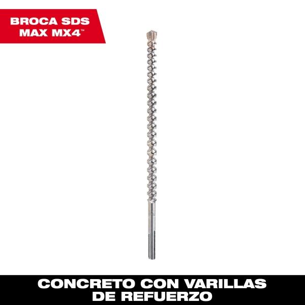 BROCAS PARA MARTILLO ROTATIVO MX4 SDS MAX DE 4 CORTADORES 1-3/8 PULGADAS