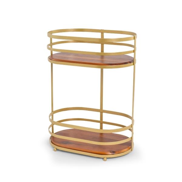 ORGANIZADOR OVALADO DE 2 NIVELES DORADO