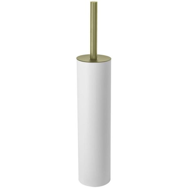 CEPILLO PARA BAÑO CON BASE DE METAL BLANCO CON DORADO