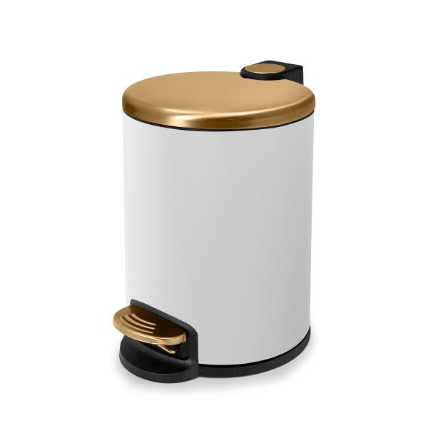 BOTE DE BASURA 5L BLANCO CON DORADO