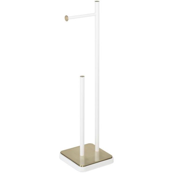 PORTARROLLO DE PISO BLANCO CON DORADO