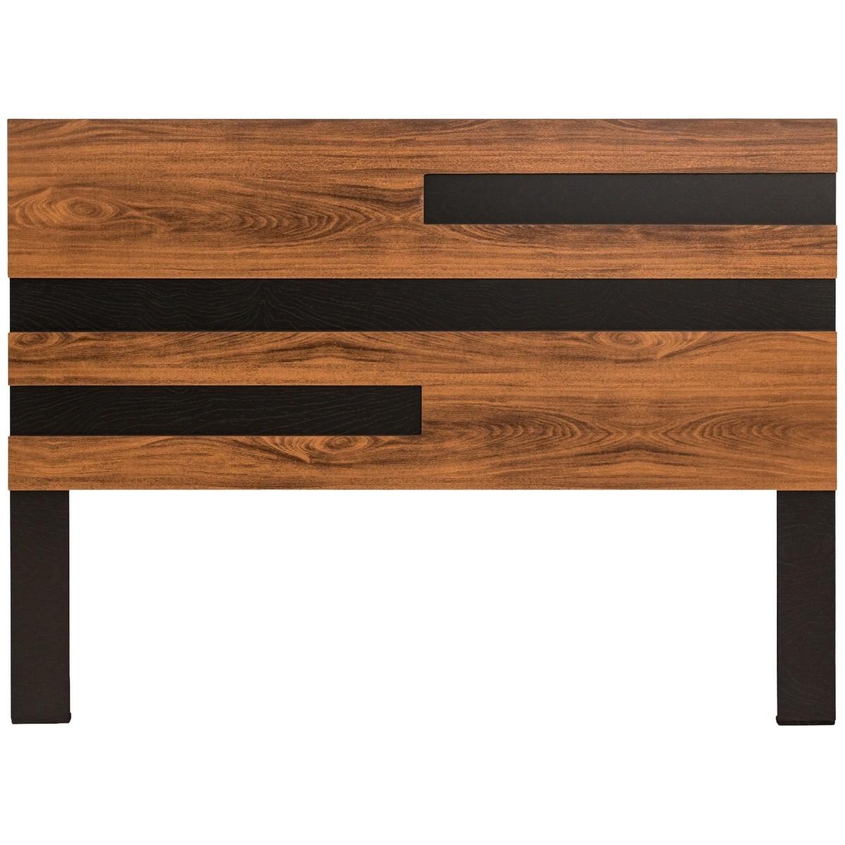 Cabecera king size color nogal y negro - madera mdf