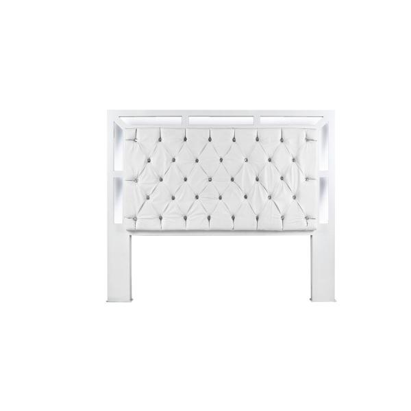CABECERA KING SIZE COLOR BLANCO Y PLATA - MADERA MDF TAPIZADA