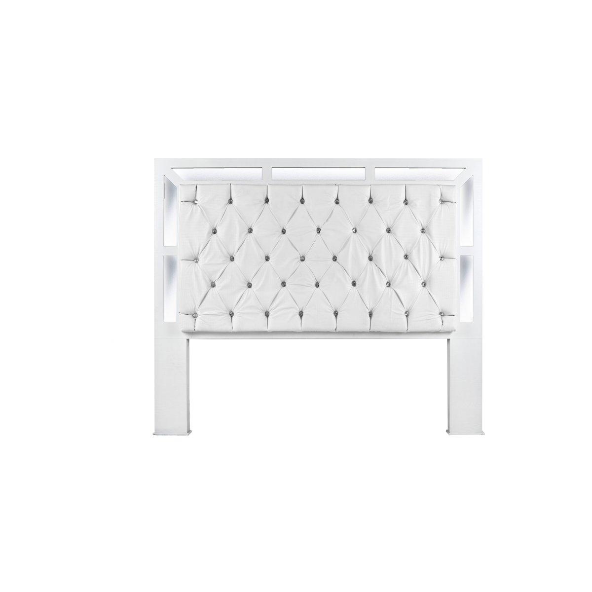 Cabecera king size color blanco y plata - madera mdf tapizada