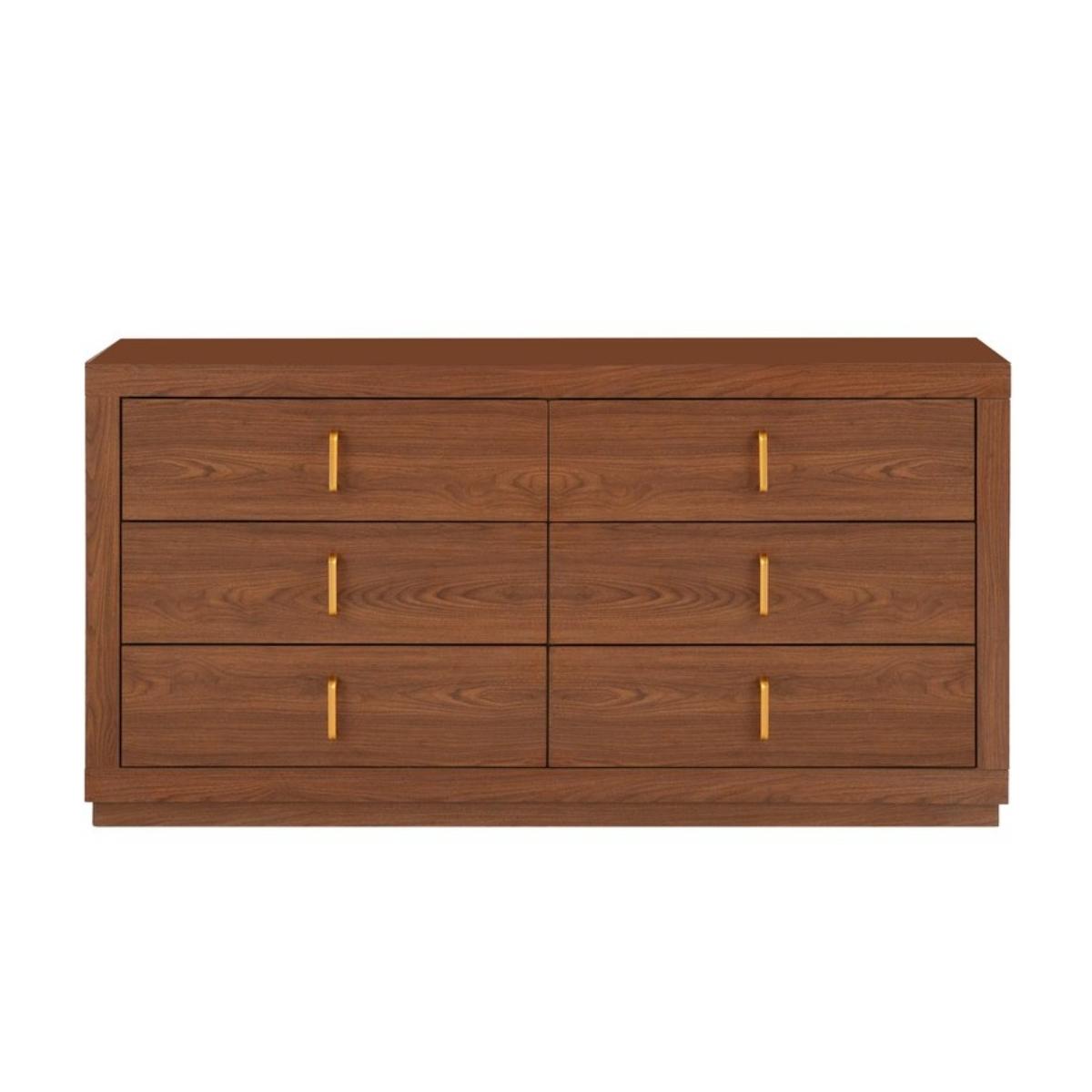 Cómoda - cajonera con 6 cajones color nogal - mdf