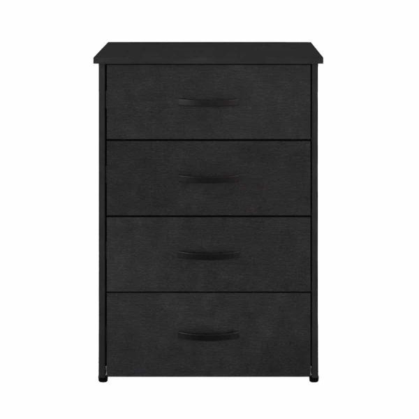 CAJONERA - NÁPOLES, 4 CAJONES CON CORREDERAS DE EXTENSIÓN, JALADERAS METÁLICAS Y NIVELADORES AJUSTABLES – COLOR NEGRO