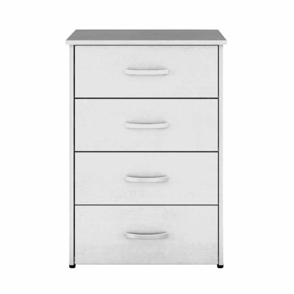 CAJONERA NÁPOLES 4 CAJONES CON CORREDERAS DE EXTENSIÓN JALADERAS METÁLICAS Y NIVELADORES AJUSTABLES COLOR BLANCO