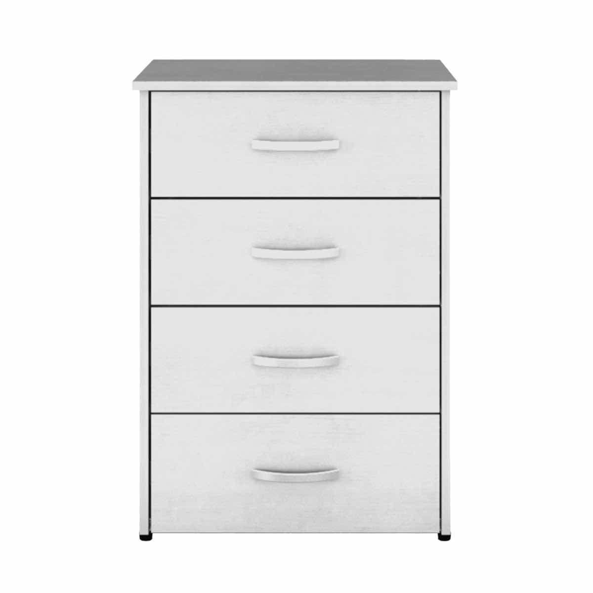 Cajonera - nápoles, 4 cajones con correderas de extensión, jaladeras metálicas y niveladores ajustables - color blanco