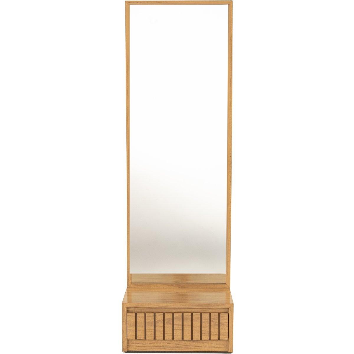 Espejo de cuerpo completo / de pie con 1 cajón color natural - madera industrializada