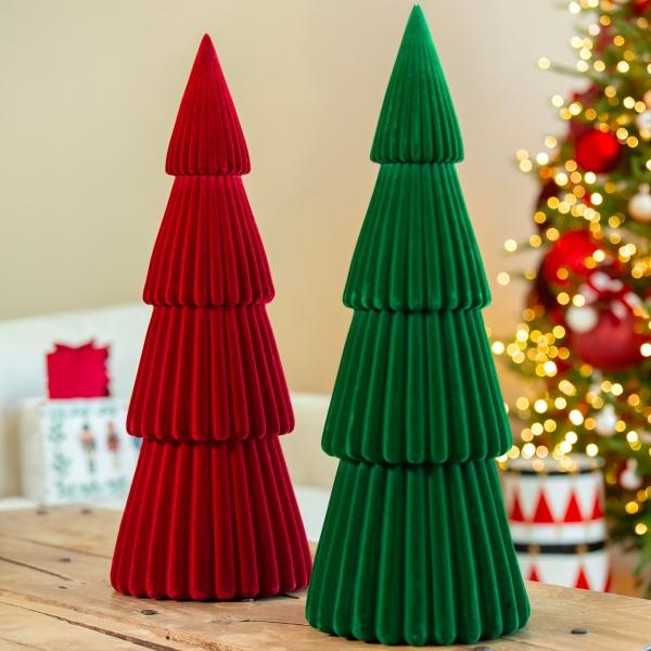 ADORNO DE MESA NAVIDEÑO PINO VELVET 1 PIEZA 2 COLORES DISPONIBLES 71 CM