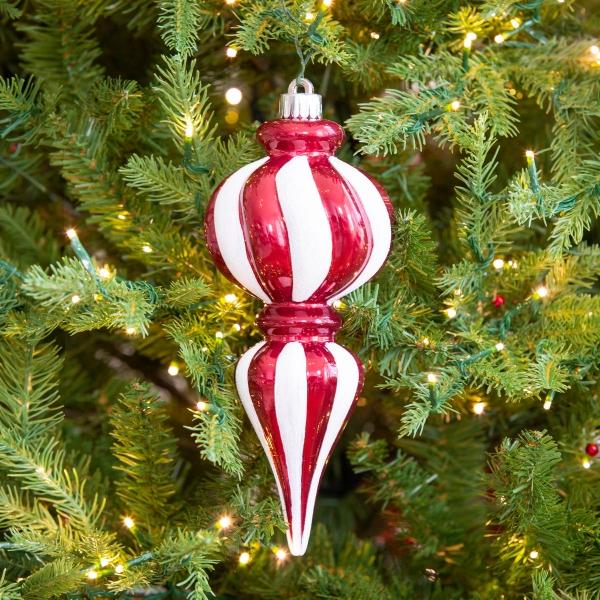 COLGANTE NAVIDEÑO FINIAL ROJO Y BLANCO 26CM