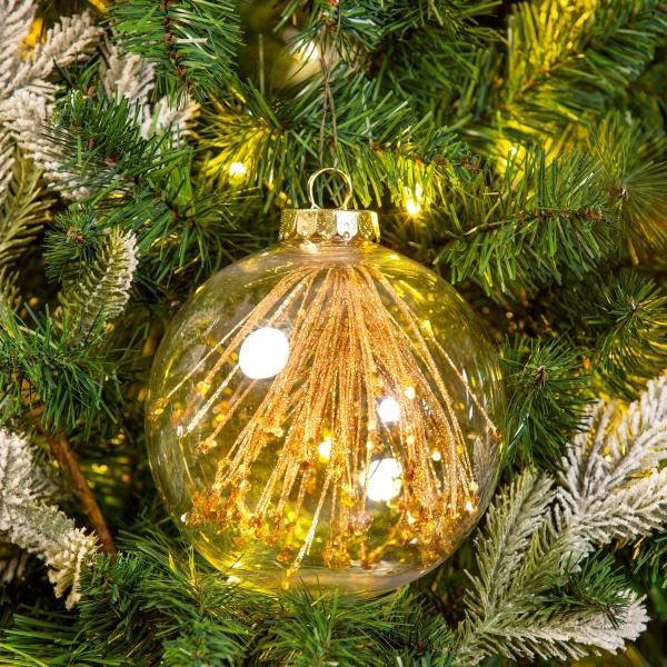 COLGANTE NAVIDEÑO CON FOLLAJE BRILLANTE 15 CM DORADO