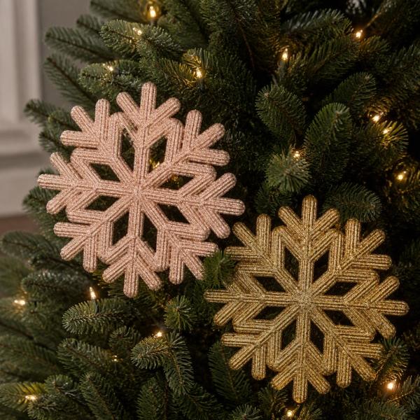 COLGANTE NAVIDEÑO COPO DE NIEVE 1 PIEZA 26 CM DORADO / ROSA BRILLANTE