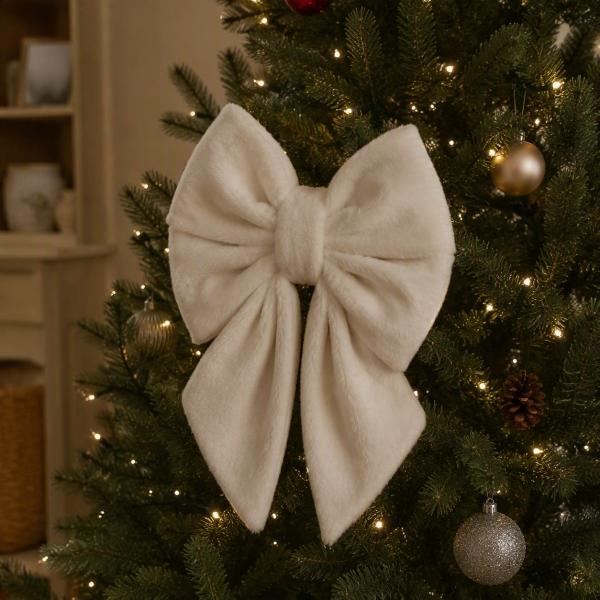 ADORNO NAVIDEÑO MOÑO POLIÉSTER 76 X 65 CM BLANCO