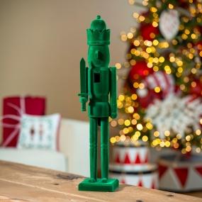 ADORNO DE MESA CASCANUECES NAVIDEÑO VELVET VERDE MADERA 60 CM