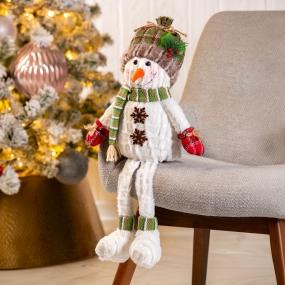 PELUCHE NAVIDEÑO MUÑECO DE NIEVE BLANCO POLIÉSTER 58 X 27 X 12 CM