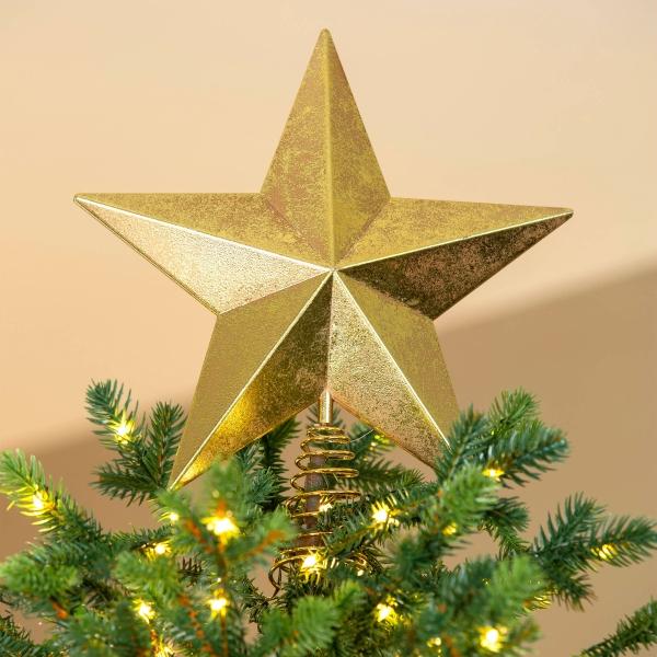 PUNTA PARA ÁRBOL DE NAVIDAD ESTRELLA DORADA BRILLANTE DE POLIESTIRENO