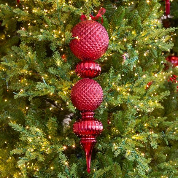 COLGANTE NAVIDEÑO FINIAL 1 PIEZA 60 CM DISPONIBLE EN ROJO / VINO CON BRILLOS