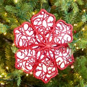 COLGANTE NAVIDEÑO COPO DE NUEVE EN ESPEJO ROJO 20CM