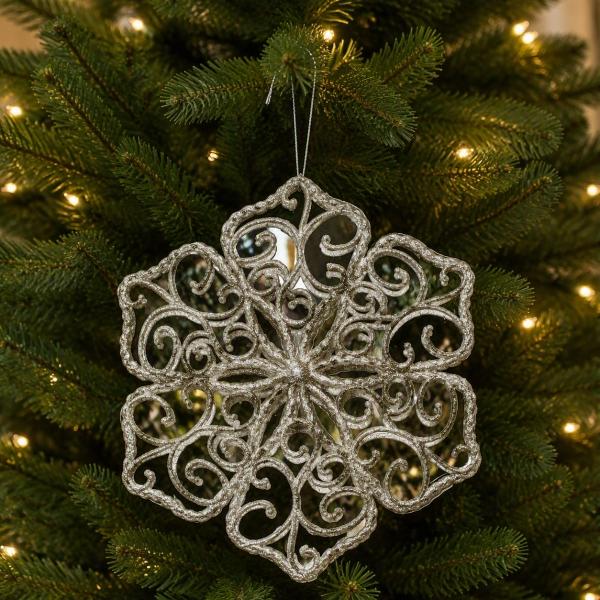 COLGANTE NAVIDEÑO COPO DE NIEVE CON ESPEJO 20 CM DORADO BRILLANTE