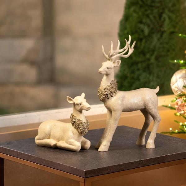 SET DE FIGURAS NAVIDEÑAS RENOS BLANCO 48 x 13 x 29 CM
