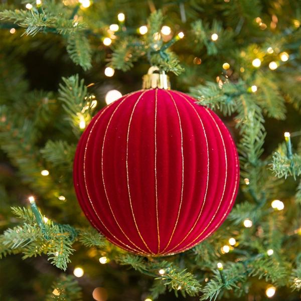 COLGANTE NAVIDEÑO TERCIOPELO ROJO ESFERA 15 CM