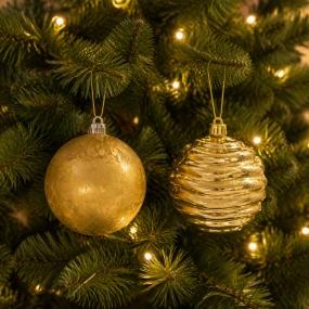 COLGANTE NAVIDEÑO 1 PIEZA 15 CM DORADO BRILLANTE 2 DISEÑOS